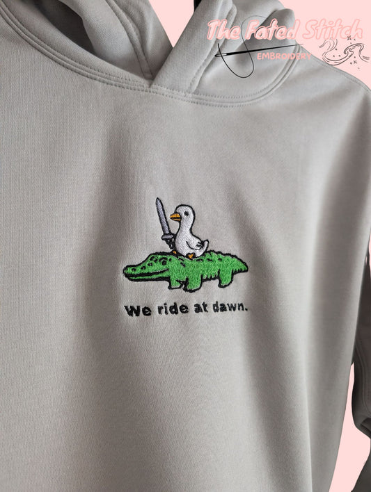 "We ride at dawn." Crocodile and Goose Hoodie - UNISEX - Colour Options