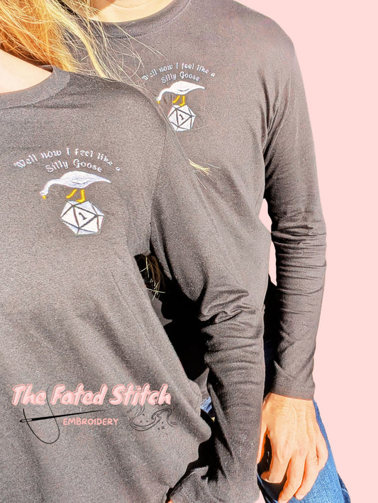 Silly Goose rolled a Nat 1 - Long Sleeve Organic T-Shirt - Female & Male Sizes Available