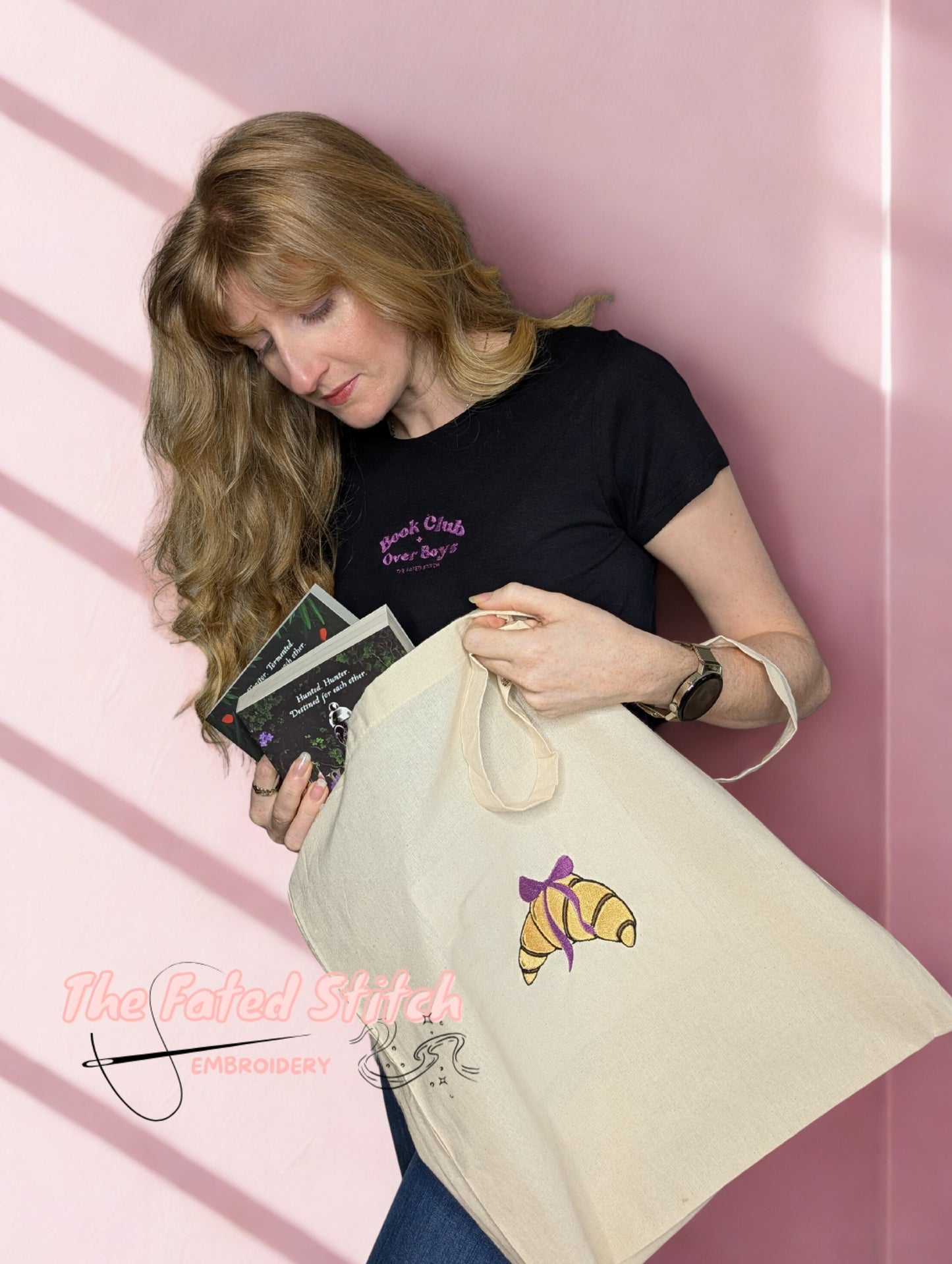 Signature Croissant Bow - Natural Cotton Tote Bag