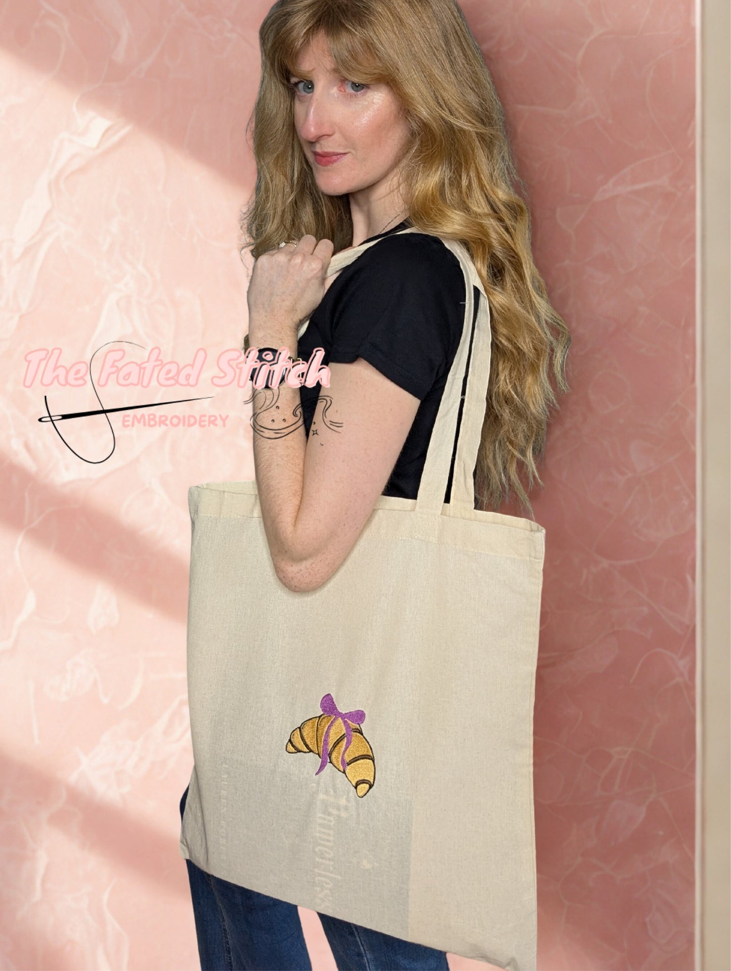 Signature Croissant Bow - Natural Cotton Tote Bag