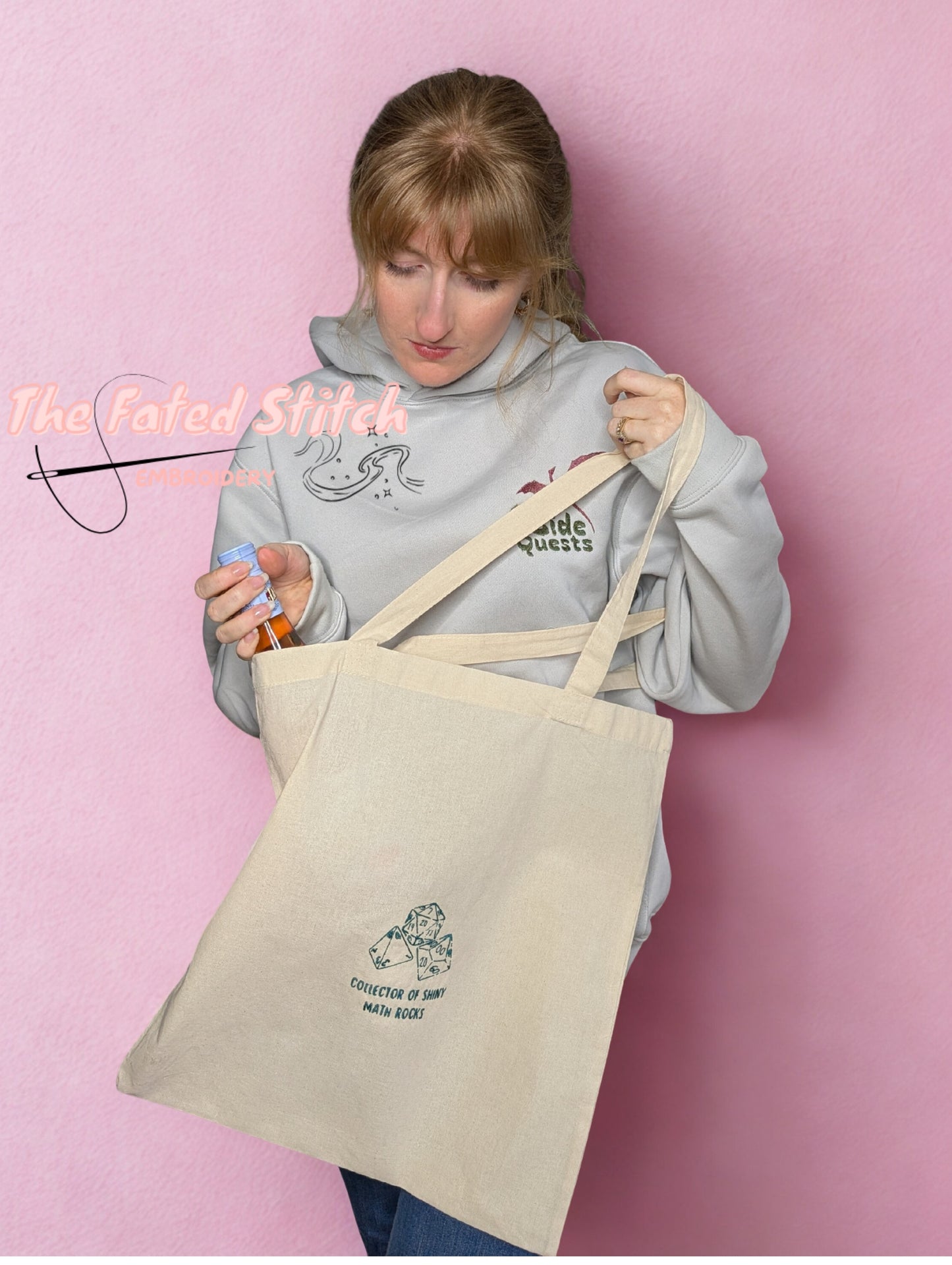 Collector of Shiny Math Rocks - DND Dice - Natural Cotton Tote Bag