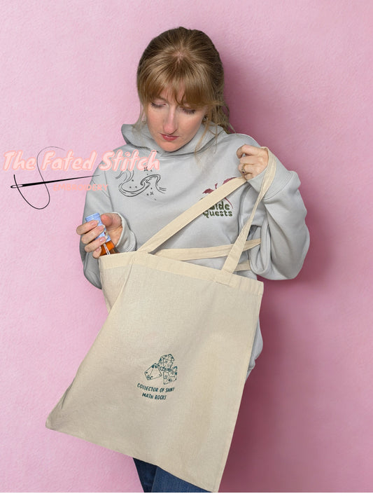 Collector of Shiny Math Rocks - DND Dice - Natural Cotton Tote Bag