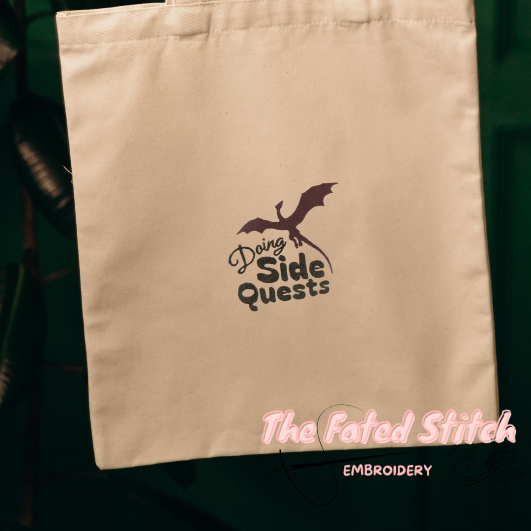 Doing Side Quests Dragon - Natural Cotton Tote Bag