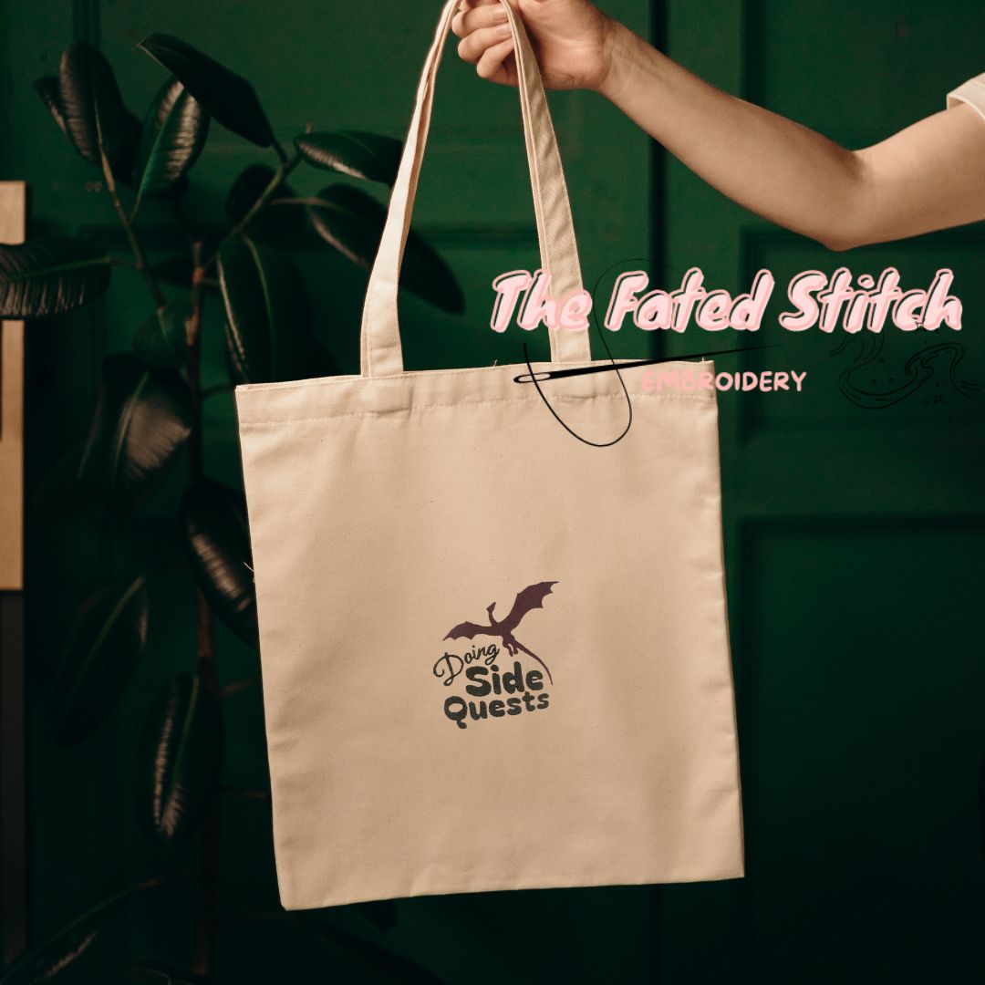 Doing Side Quests Dragon - Natural Cotton Tote Bag