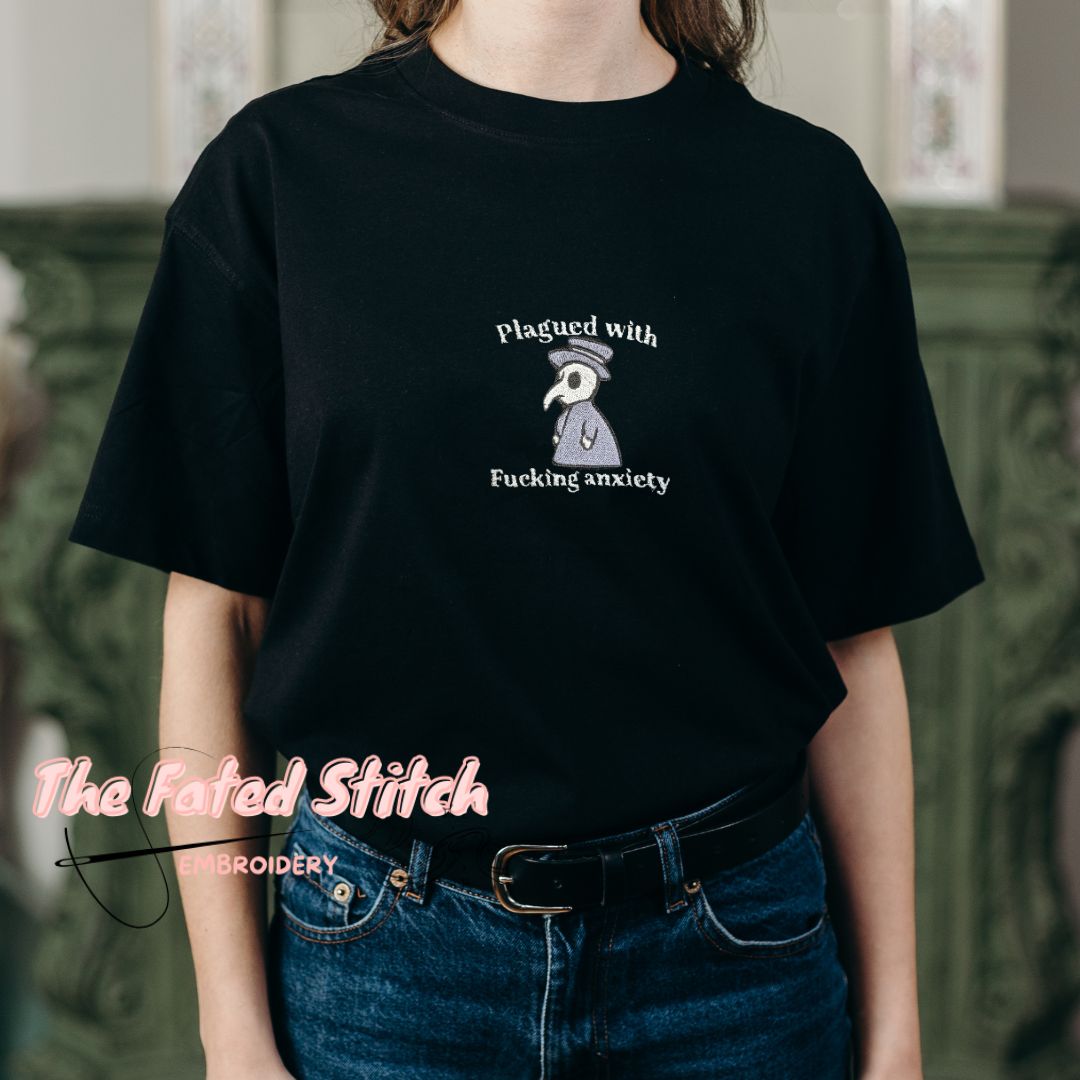 Plague Doctor - Plagued with fucking anxiety - UNISEX Short Sleeve T-Shirt