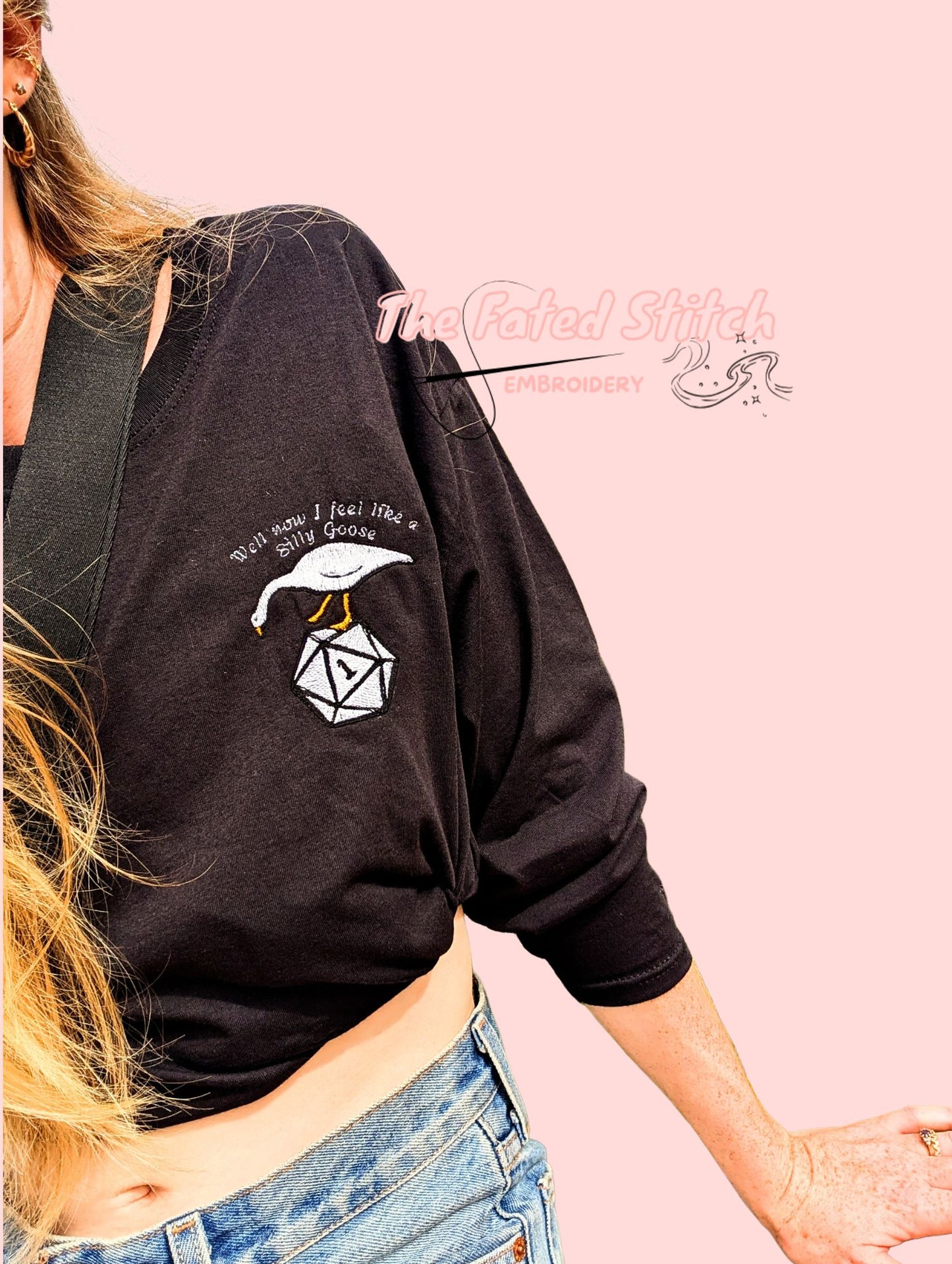 Silly Goose rolled a Nat 1 - Long Sleeve Organic T-Shirt - Female & Male Sizes Available