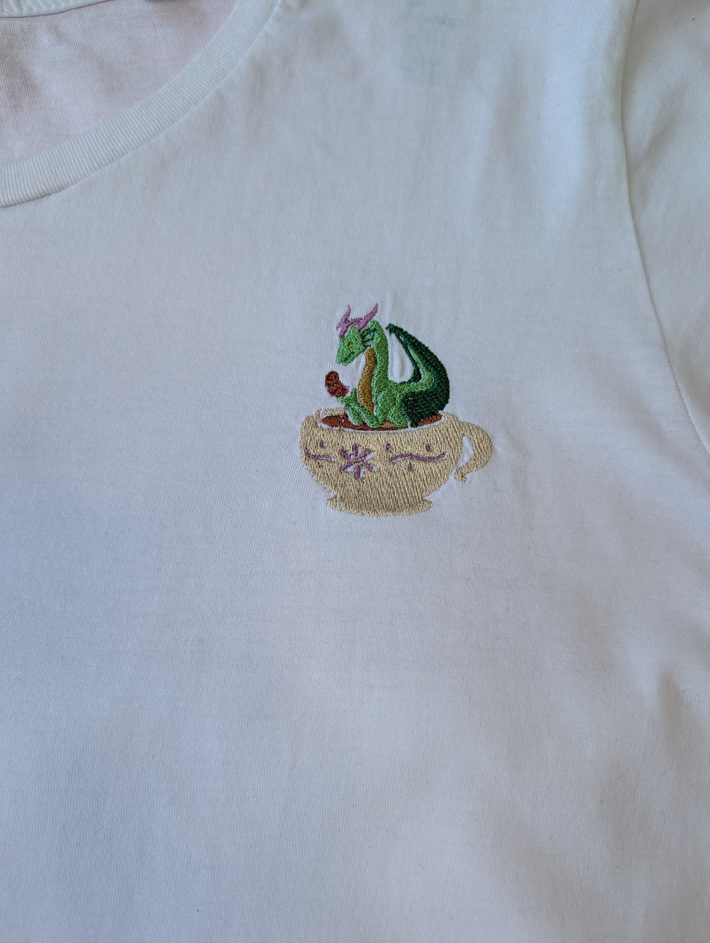 Female - Organic Cotton Whimsical Tea & Croissant Short Sleeve T-Shirt