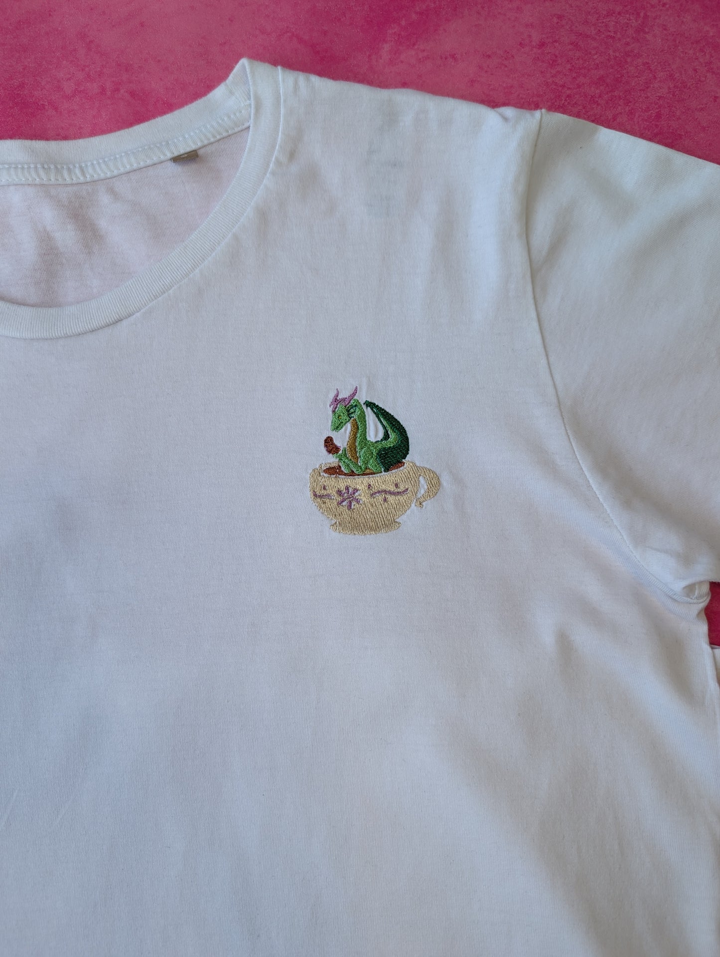 Female - Organic Cotton Whimsical Tea & Croissant Short Sleeve T-Shirt