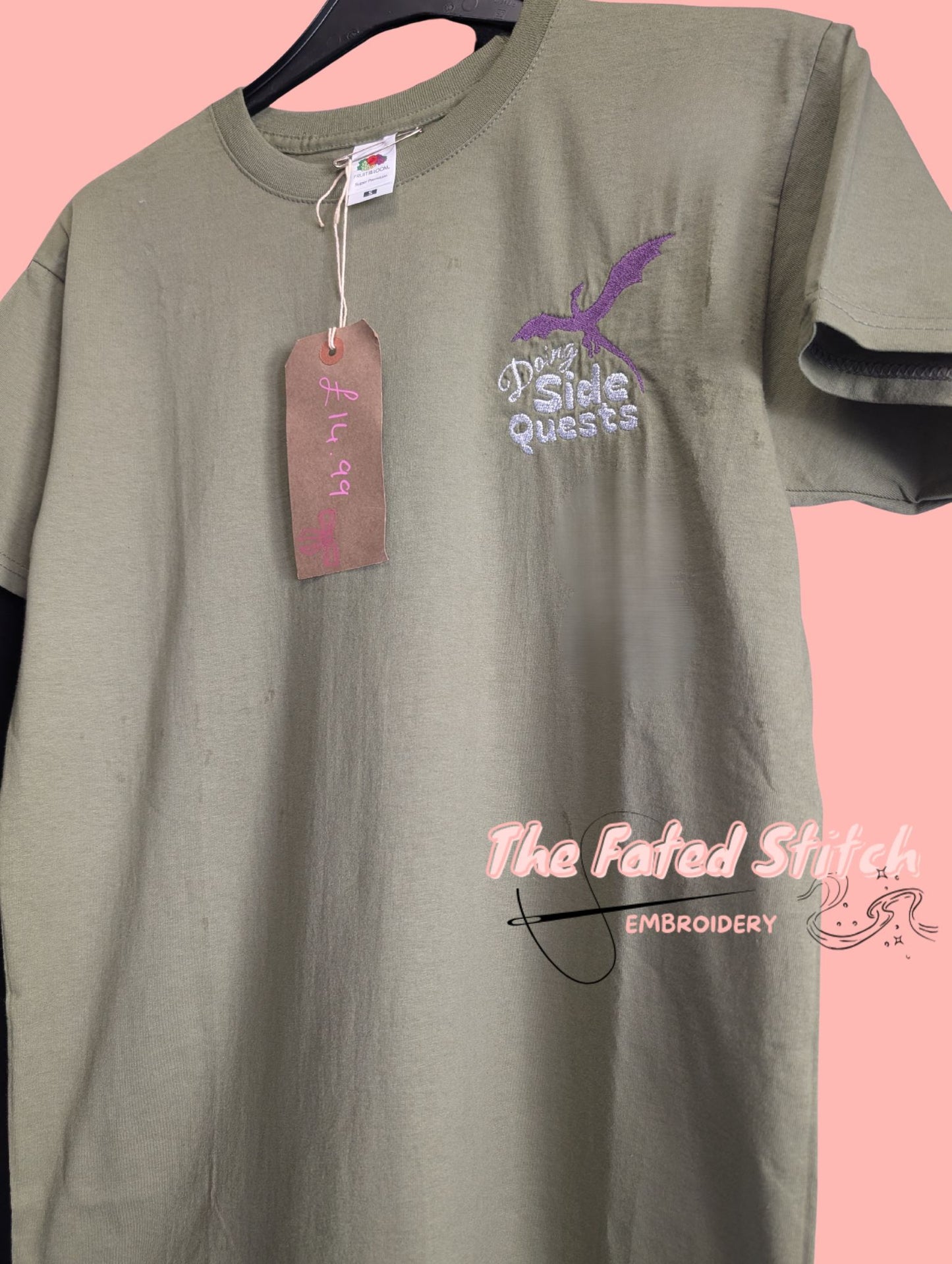 Oopsie UNISEX "Doing Side Quests"  - Small - Green T-shirt
