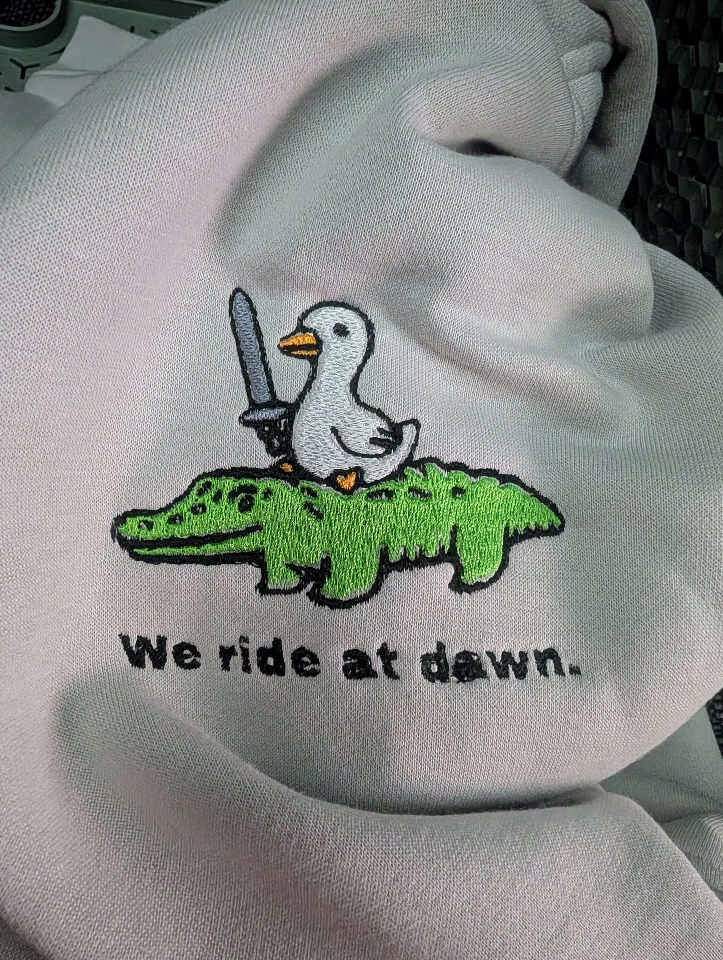Oopsie "We ride at dawn." Crocodile and Goose Hoodie - UNISEX