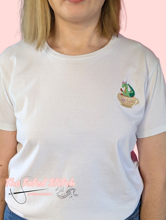 Unisex/ Male - Organic Cotton Whimsical Tea & Croissant Short Sleeve T-Shirt